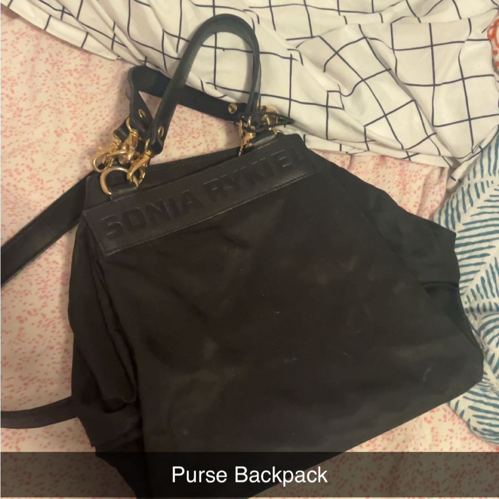 Sonia Rykiel Black Backpack with Gold-Tone Accents
